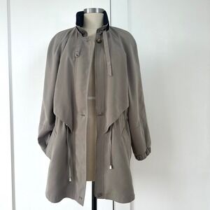 Fleet Street Vintage‎ Womens Beige Drawstring Waist Trench Coat Collar Small